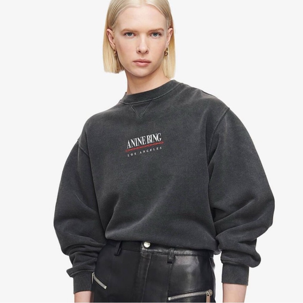 Anine Bing Gray Crew Neck Sweatshirt
